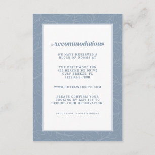 Dusty Blue Modern Wedding Unterkunft Details Begleitkarte