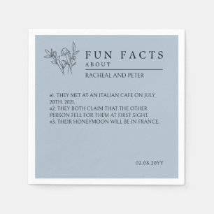 Dusty Blue Modern Wild Blume Fun Facts Wedding Serviette