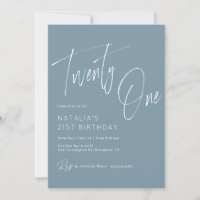 Dusty Blue | Moderne Minimale Schrift 21. Geburtst