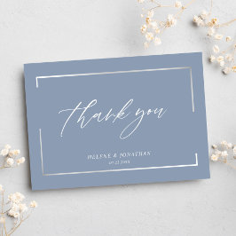 Dusty Blue Moderne Minimalistische Hochzeit Dankeskarte