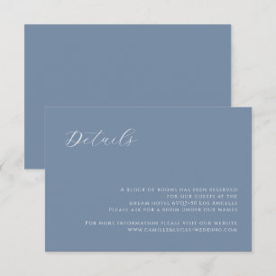 Dusty Blue moderne Wedding Details Card RSVP Karte