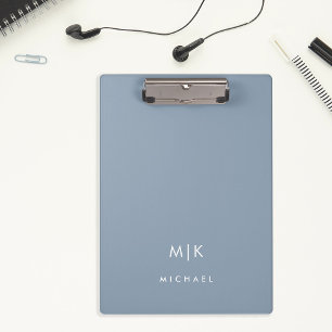 Dusty Blue   Modernes Monogramm Klemmbrett