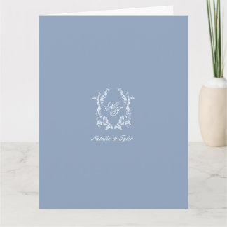Dusty Blue Monogram Crest Thank You Card Dankeskarte