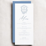 Dusty Blue Monogram Elegant Wedding Empfang Menükarte<br><div class="desc">Das Minimalistische Schwarz-Weiß-Hochzeitsmenü, eine raffinierte und elegante Ergänzung zu Ihrem Hochzeitstisch, die zeitlos modernes Design mit zeitloser Eleganz vereint. Diese Speisekarten, die mit Präzision und minimalistischer Ästhetik gestaltet wurden, sollen Ihre Essgewohnheiten verbessern und Ihren Gästen einen bleibenden Eindruck verließe. Der markante Kontrast von Schwarz und Weiß verströmt ein Gefühl von...</div>