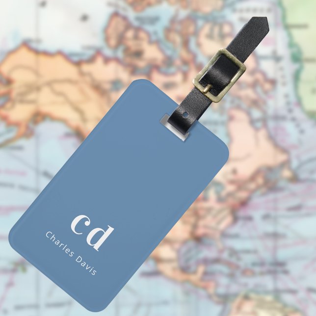 Dusty Blue Monogram Gepäckanhänger (Von Creator hochgeladen)