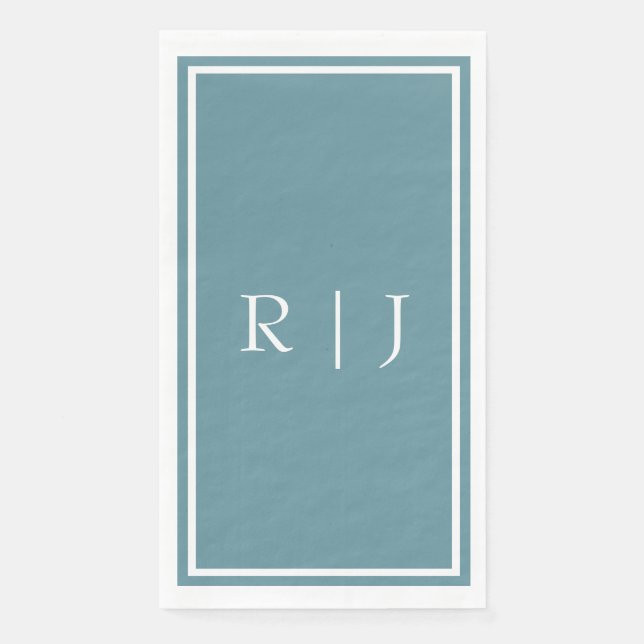 Dusty Blue Monogram Individuelle Name Simple Weddi Serviette (Vorderseite)