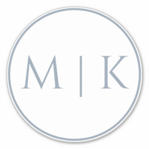 Dusty Blue Monogram Name Einfache Minimale Hochzei Aufkleber