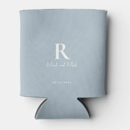 Dusty Blue & Monogram und Couple Names Wedding Dosenkühler
