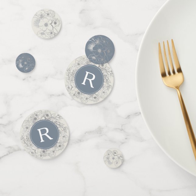 Dusty Blue Monogram Wedding Confetti Konfetti (Gruppe)