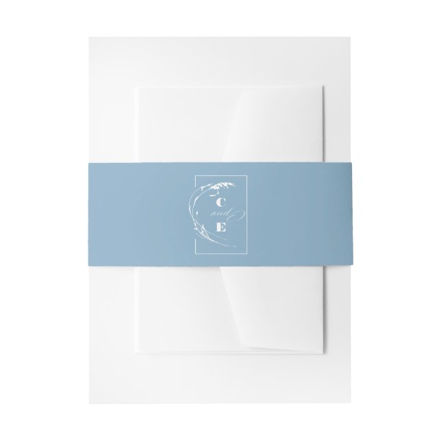 Dusty Blue Monogram Wedding Einladungsbanderole (Vorderseite Beispiel)