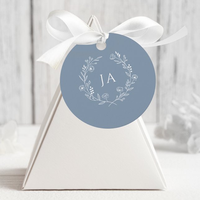 Dusty Blue Monogram Wedding Geschenkanhänger (Von Creator hochgeladen)
