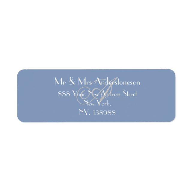 Dusty Blue Monogram Wedding Modern Rücksendeadress (Vorne)