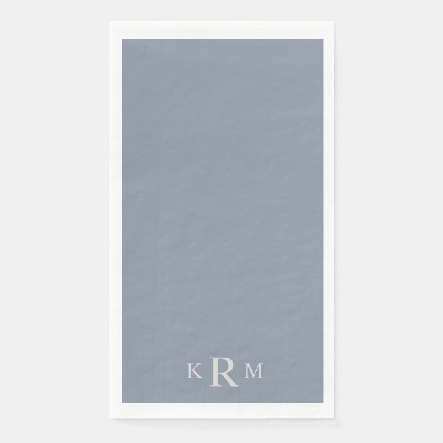 Dusty Blue Monogram Wedding Paper Handtücher Serviette (Vorderseite)