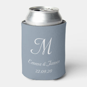 Dusty Blue Monogram Wedding Party favorvor Dosenkühler