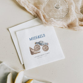 Dusty Blue Monster Truck Birthday Serviette