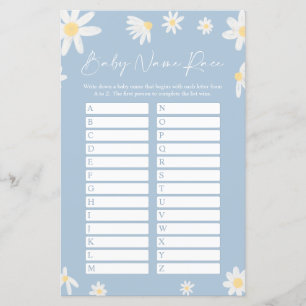 Dusty Blue Name Race Baby Duschkarte