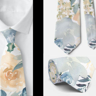 Dusty Blue Navy Blume Rose Floral Neck Tie Krawatte