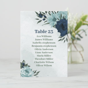Dusty blue & navy Blume Sitzkarte Einladung