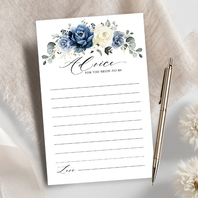 Dusty Blue Navy Champagne Brautparty Advice (Dusty Blue Navy Champagne Bridal Shower Advice card)