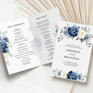 Dusty Blue Navy Champagne Elfenbein Hochzeitsprogr