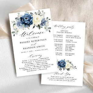 Dusty Blue Navy Champagne Elfenbein Hochzeitsprogr