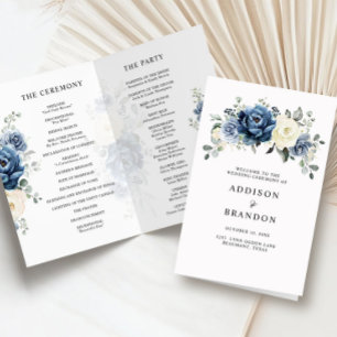 Dusty Blue Navy Champagne Elfenbein Hochzeitsprogr