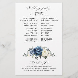 Dusty Blue Navy Champagne Elfenbein Hochzeitsprogr