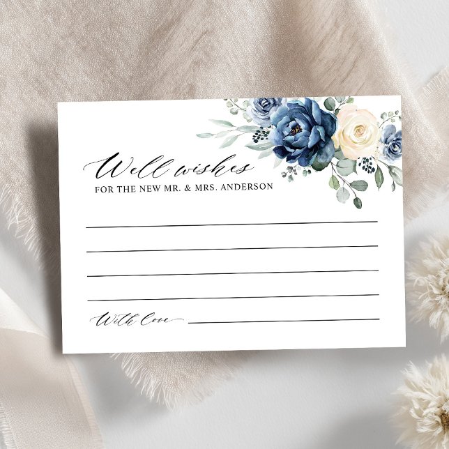 Dusty Blue Navy Champagne Elfenbein Wünschen gut E Begleitkarte (Dusty Blue Navy Champagne Ivory Wishing well  Enclosure Card)