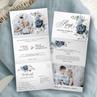Dusty Blue Navy Champagne Elfenbeinblume Hochzeit