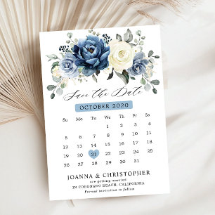 Dusty Blue Navy Champagne Elfenbeinkalender Save The Date
