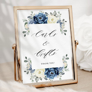 Dusty Blue Navy Champagne Elfenbeinkarten & Gesche Poster