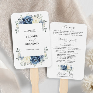 Dusty Blue Navy Champagne Elfenbeinprogramm Hand F Fächer