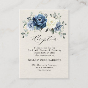 Dusty Blue Navy Champagne Hochzeitsempfang Begleitkarte