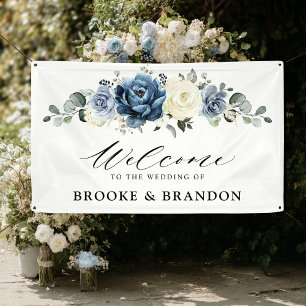 Dusty Blue Navy Champagne Ivory Brautparty  Banner
