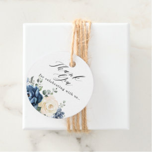 Dusty Blue Navy Champagne Ivory Floral Wedding Fav Geschenkanhänger