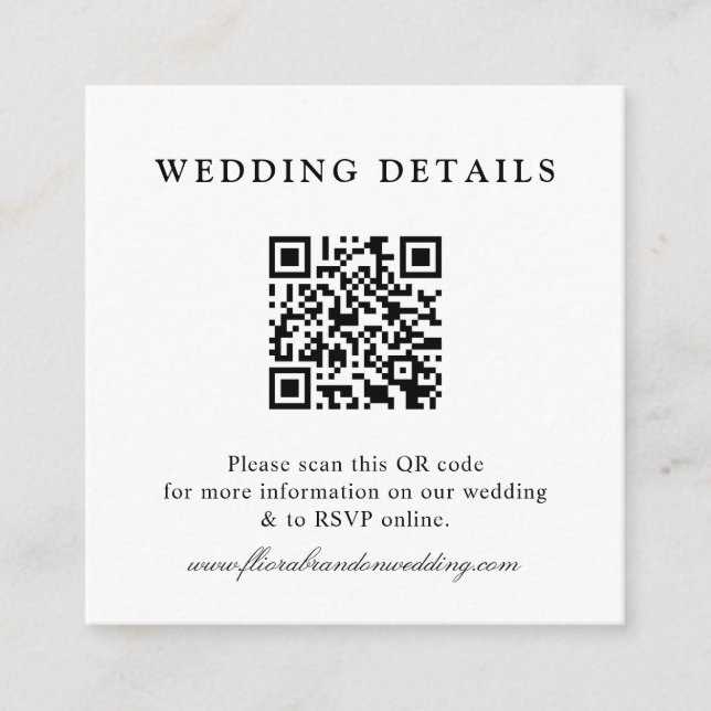 Dusty Blue Navy Champagne Ivory Floral Wedding QR Begleitkarte (Vorderseite)