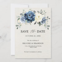 Dusty Blue Navy Champagne Ivory Floral Wedding Sav