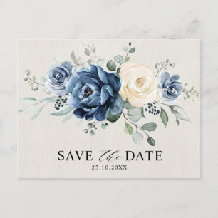 Dusty Blue Navy Champagne Ivory Save the Date Post Postkarte