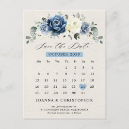 Dusty Blue Navy Champagne Ivory Save the Date Post Postkarte