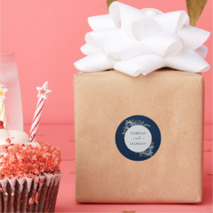 Dusty Blue Navy Champagne Ivory Wedding Runder Aufkleber