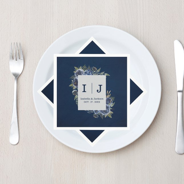 Dusty Blue Navy Champagne Ivory Wedding Serviette (Dusty Blue Navy Champagne Ivory Wedding Supplies)