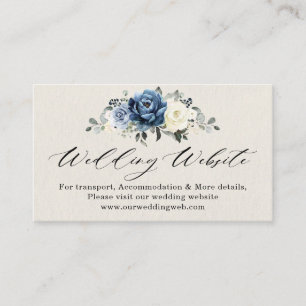 Dusty Blue Navy Champagne Ivory Wedding Website Begleitkarte