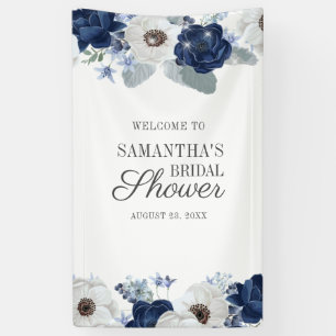 Dusty Blue Navy Floral Bloom Brautparty Banner