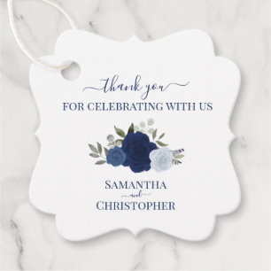 Dusty Blue & Navy Rose Elegant Wedding Vielen Dank Geschenkanhänger