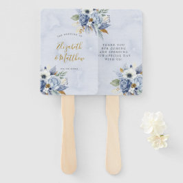 Dusty Blue Navy Wasserfarbe Chic Peony Wedding Han Fächer