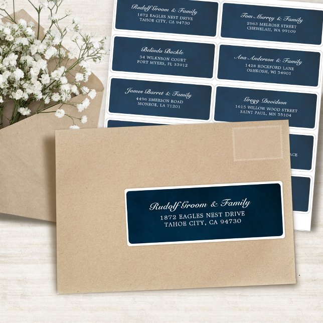 Dusty Blue Navy Wedding Guest Address Aufkleber (Dusty Blue Navy Wedding Guest Address Sticker)