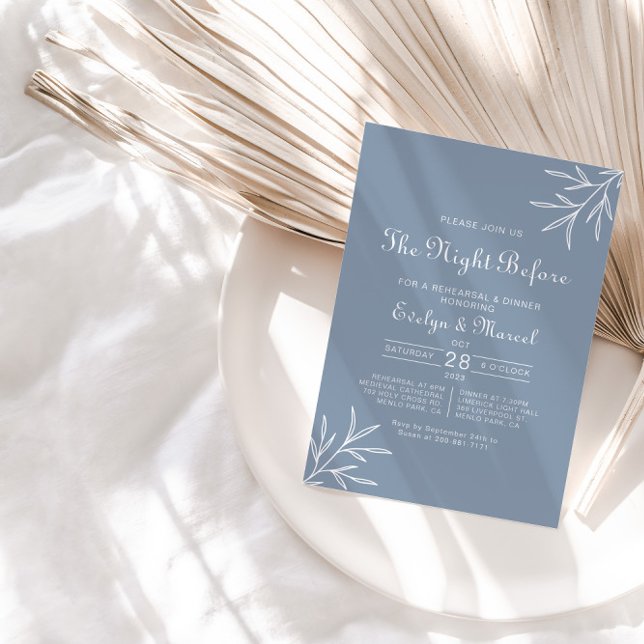 Dusty Blue Night Before Probe Dinner Einladung (Von Creator hochgeladen)