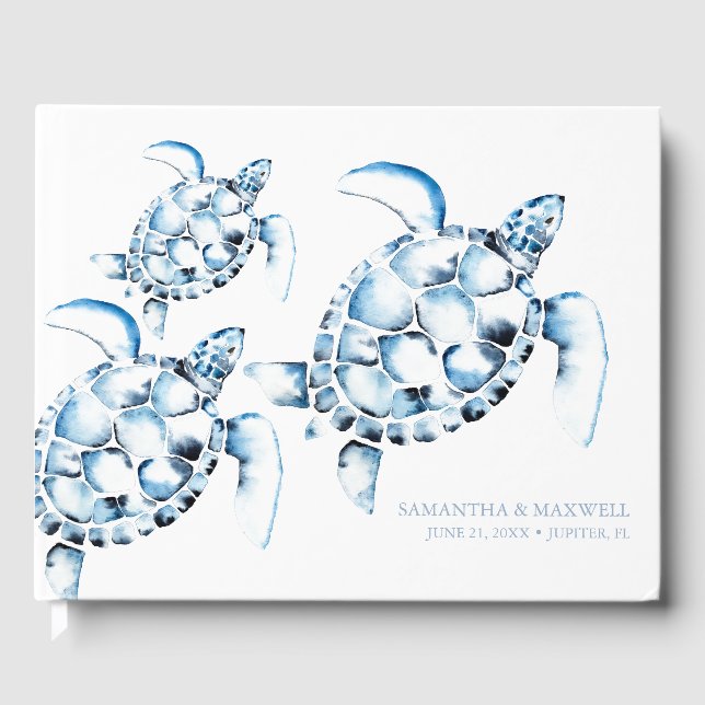 Dusty Blue Ocean Wedding Guest Book Gästebuch (Vorderseite)