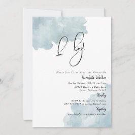 Dusty Blue Oh Boy Baby Dusche Einladung