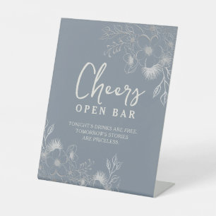 Dusty Blue Open Bar Pedestal Sign Sockelschild